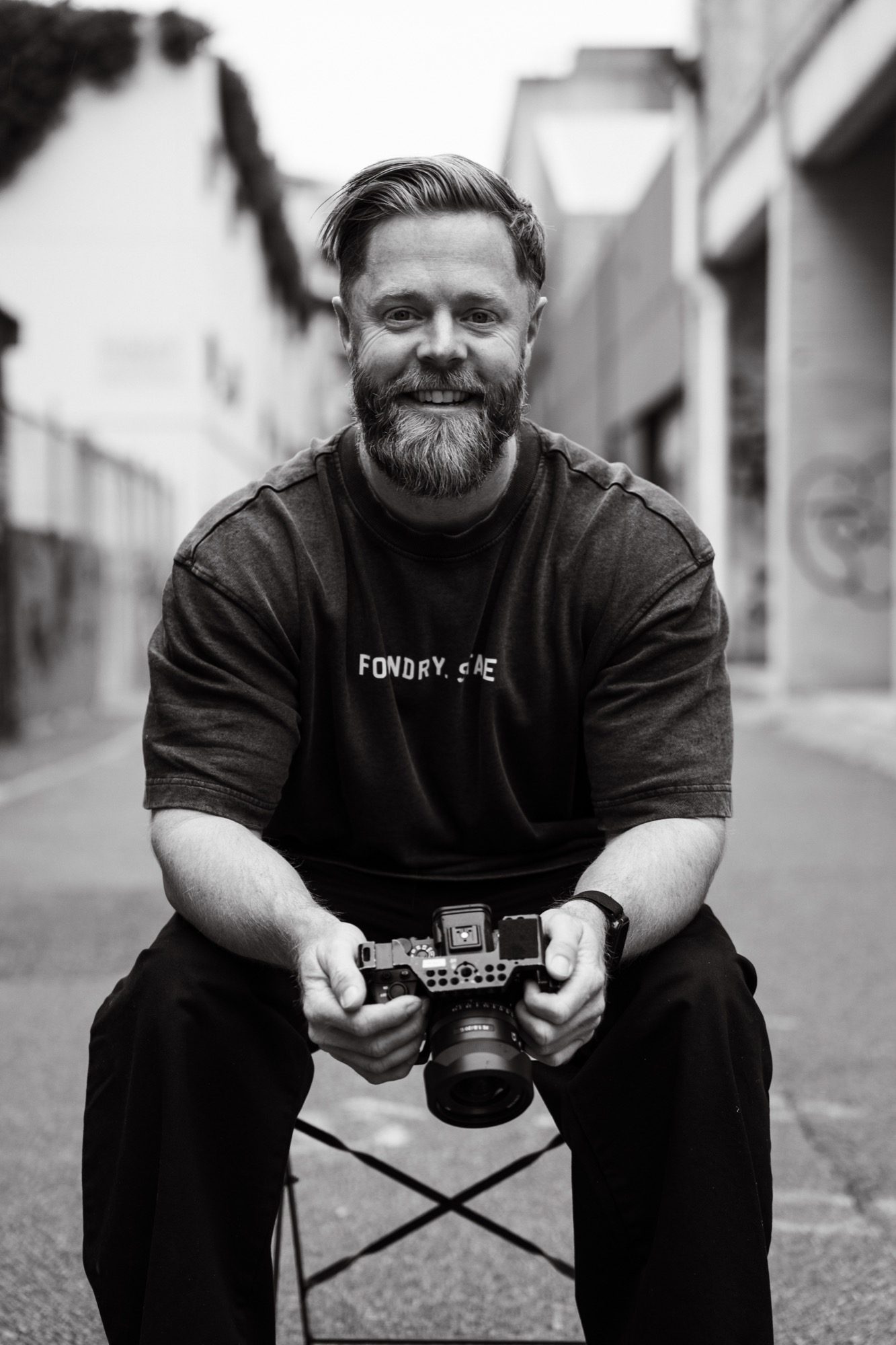 Stew Dunstan, camera in hand, from the Foundry State launch shoot
